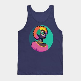 80s popart black girl, vibrant colors, face only Tank Top